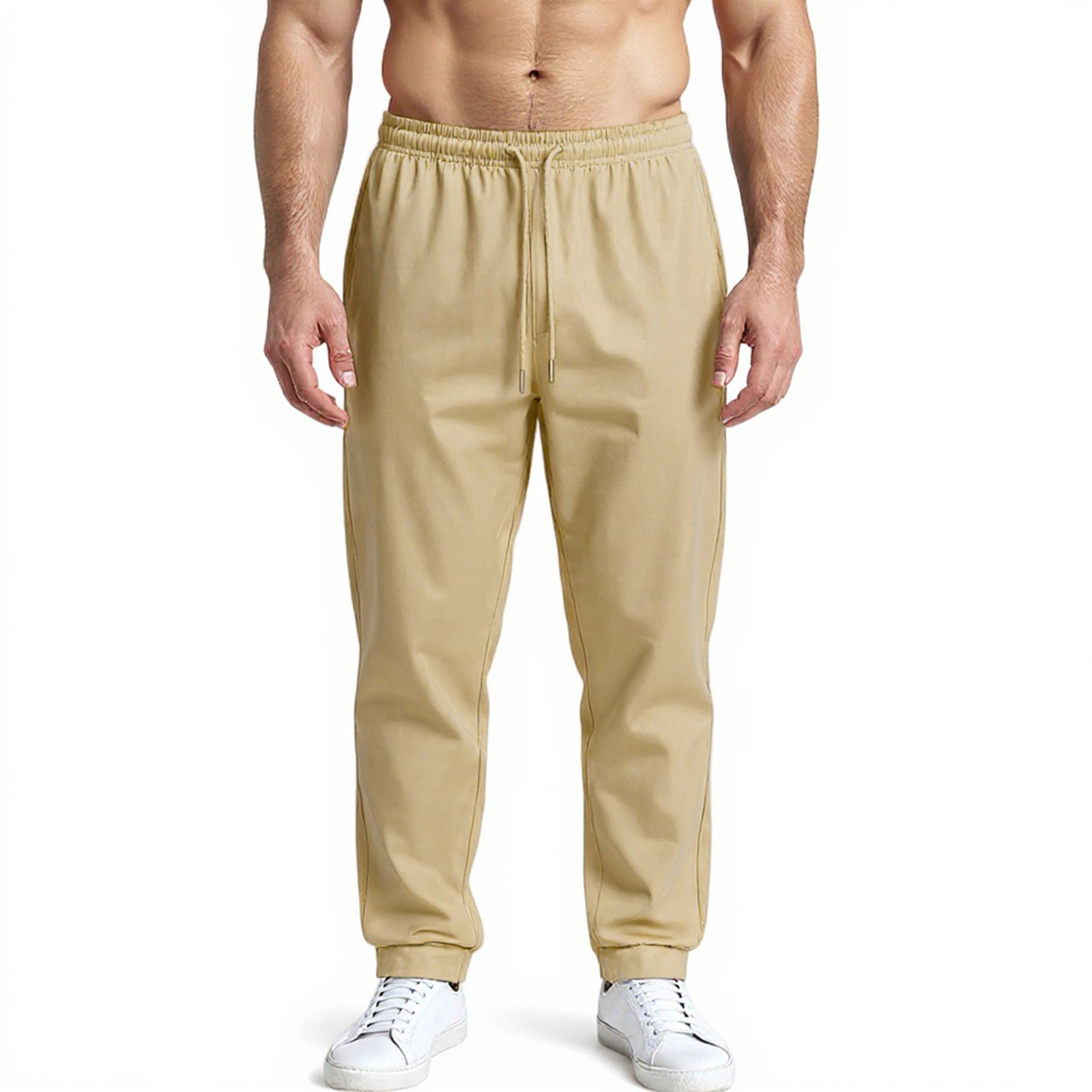 Men's Curved Pants with Relaxed Fit Design