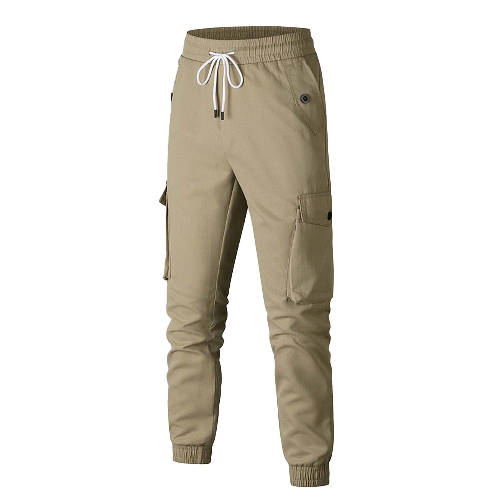 Men's Cargo Jogger Pants - Drawstring Waist for Gym Workouts & Casual ...