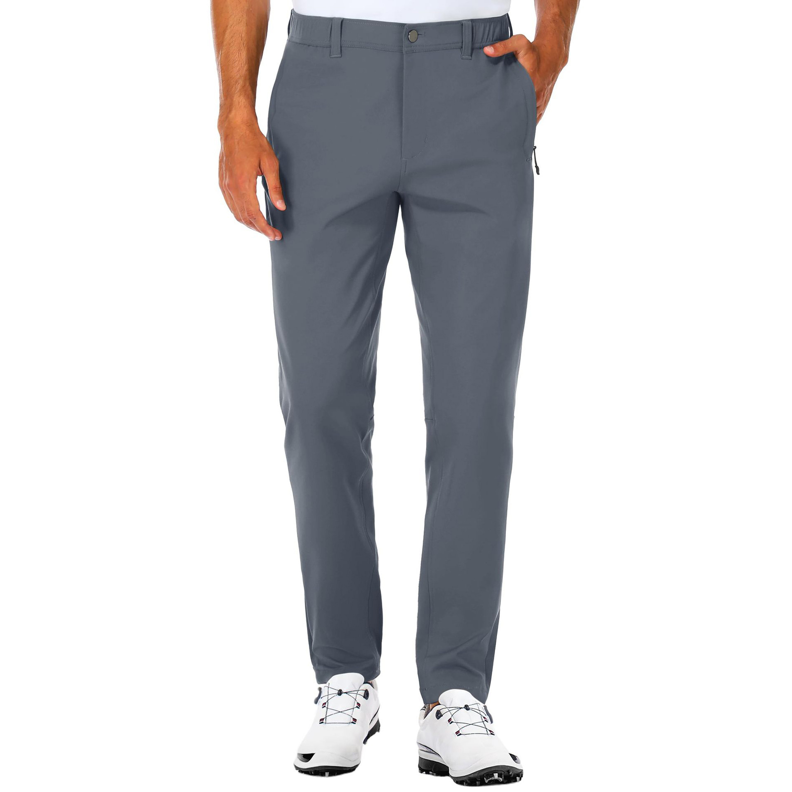 Men's Slim Fit Pants - Button Waist for Golf & Casual Occasions Gray XL ...
