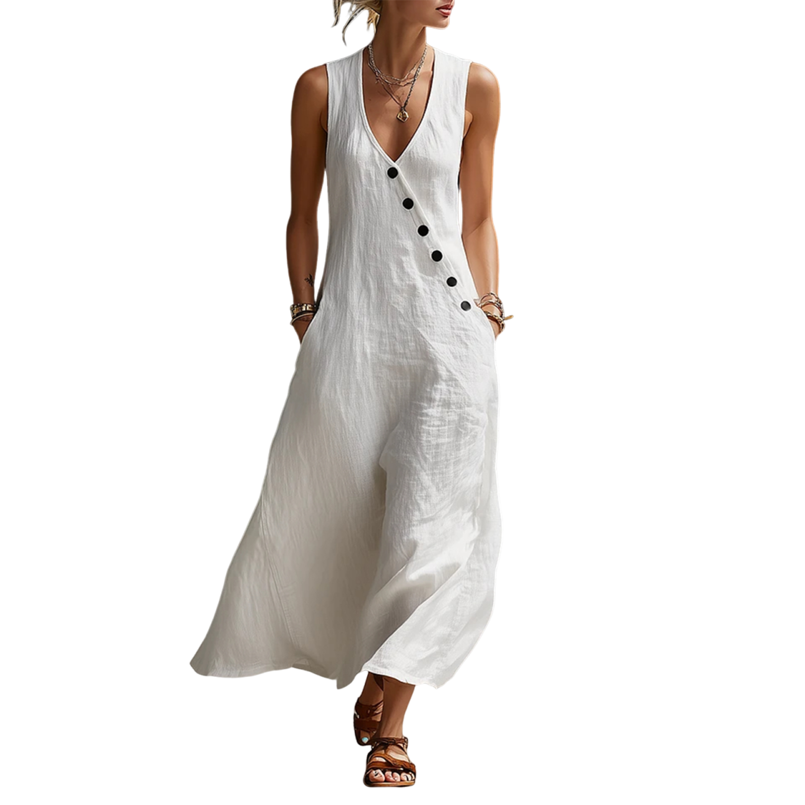 LWavelet Women's V-Neck Short Sleeve Eyelet Embroidery Midi Dress for ...